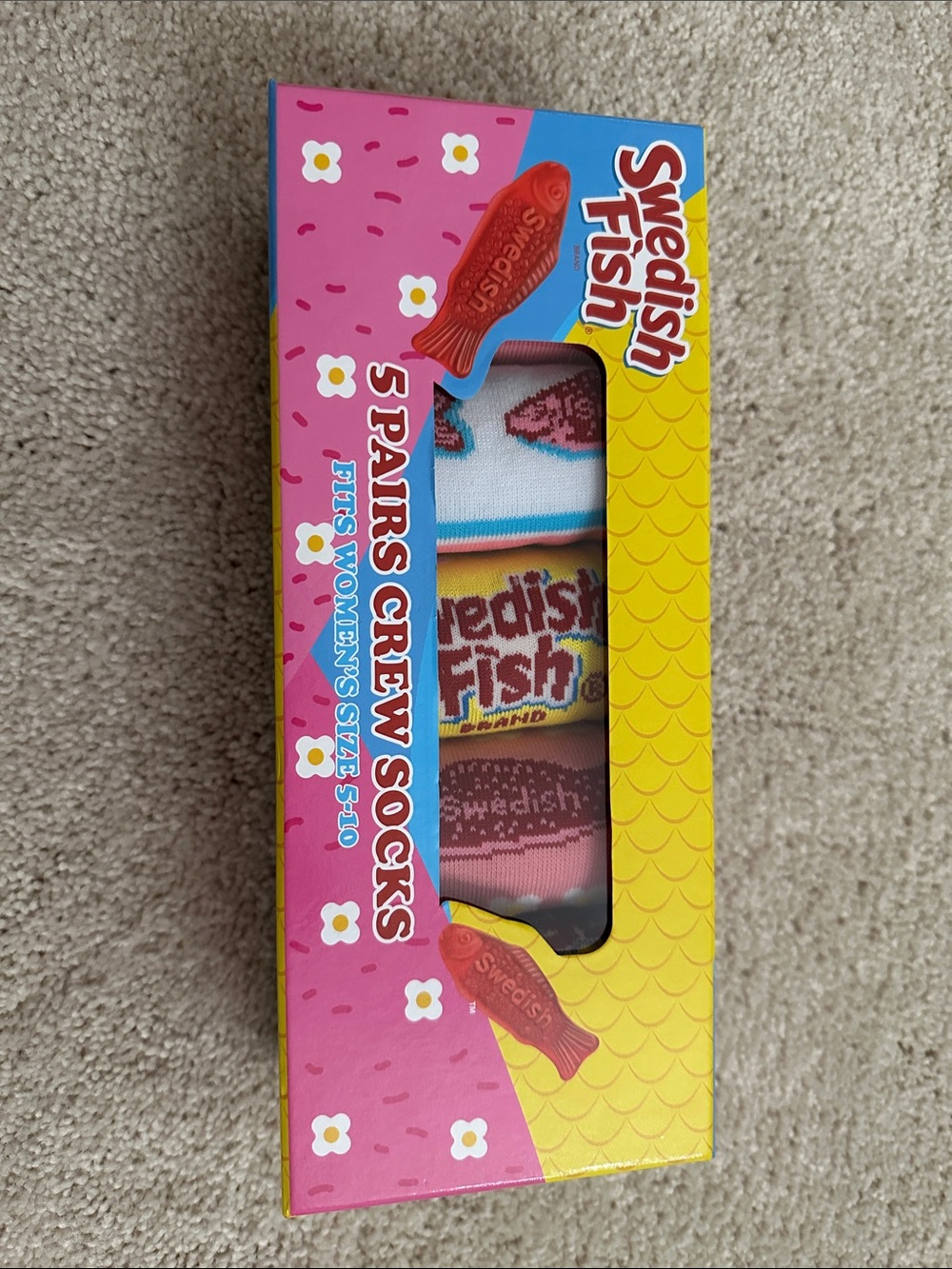 Swedish Fish Women's Pink Crew Sock Set - 5 Pairs